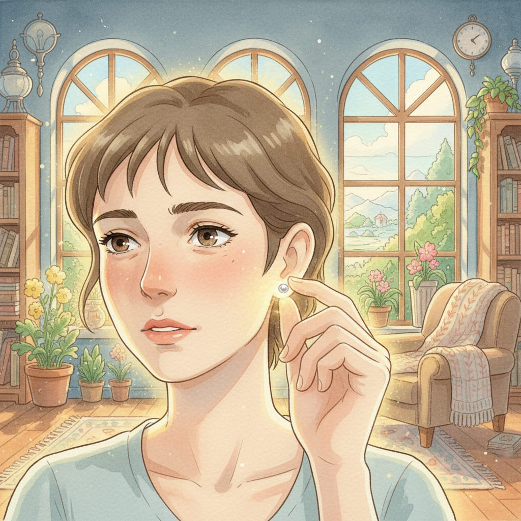 顔型別に似合うレディースのフープ型チタンピアス